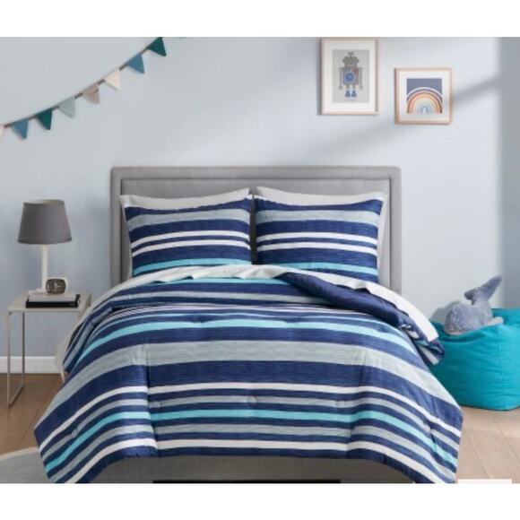 New moonbeams Twin Comforter Set - 5 Piece Stripes - Picture 1 of 7